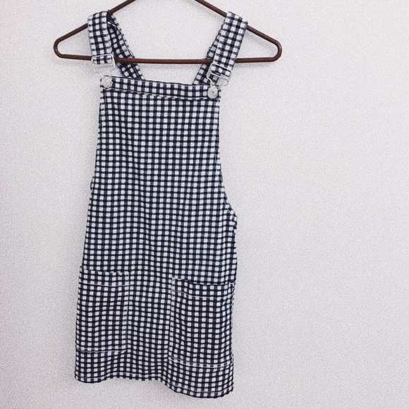 checkered overall dress